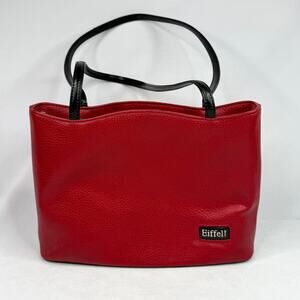 Vintage La Tour Eiffel Paris Red Leather Shoulder Bag